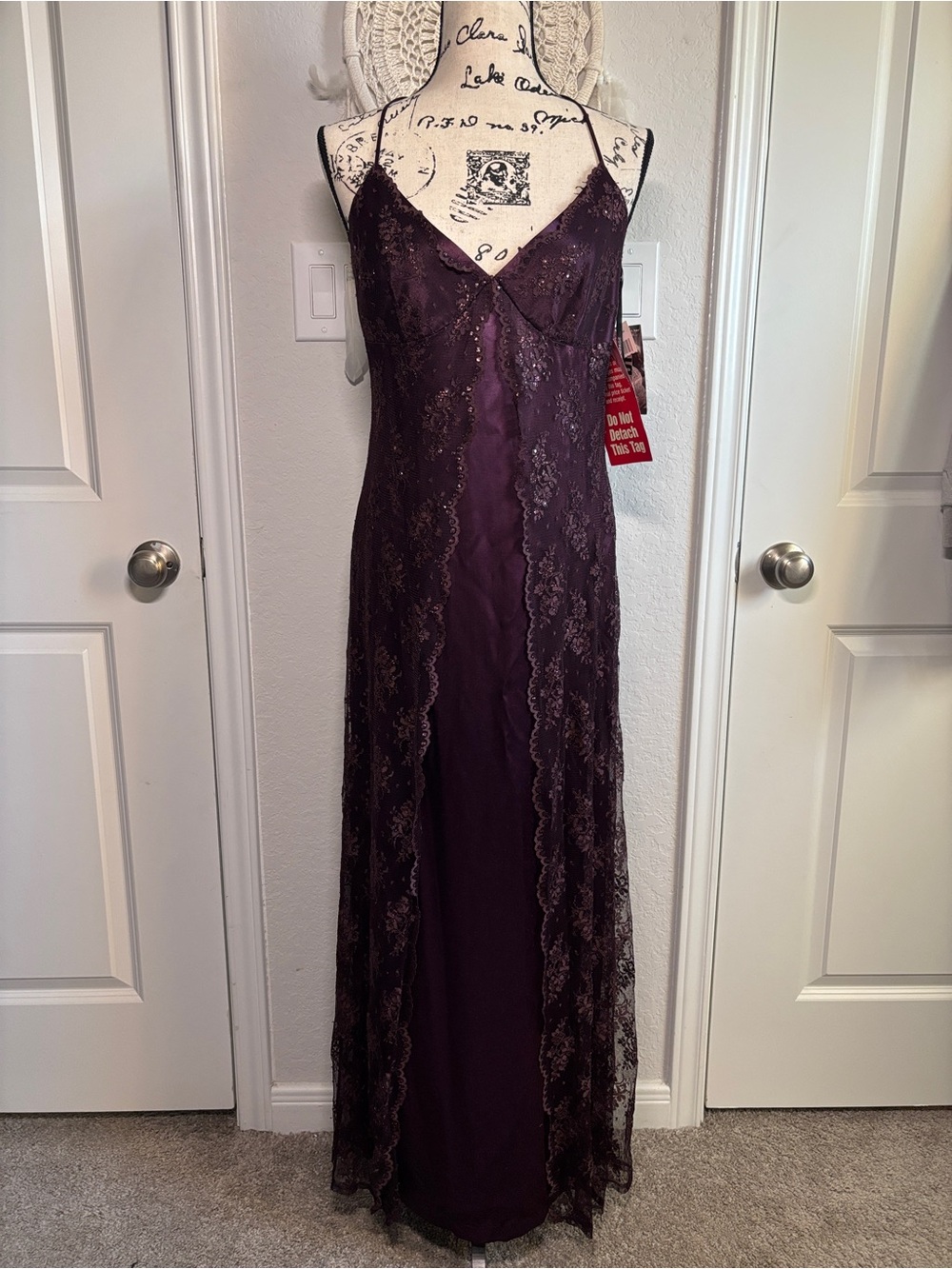 Rampage Deep Plum Lace Slip Gown Size 11